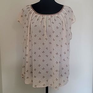 LC LAUREN CONRAD Women's Ribbons Print Blouse XL